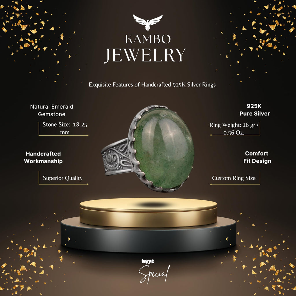 Natural Transparent Emerald Stone Men's Ring — 2