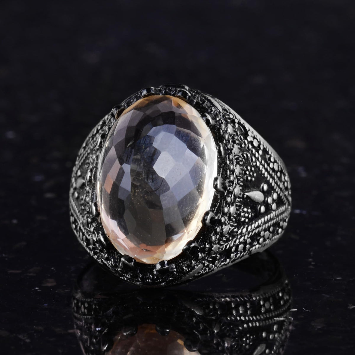 KAMBO Natural Citrine Gemstone Ring - 925 Sterling Silver Vintage Design — 6