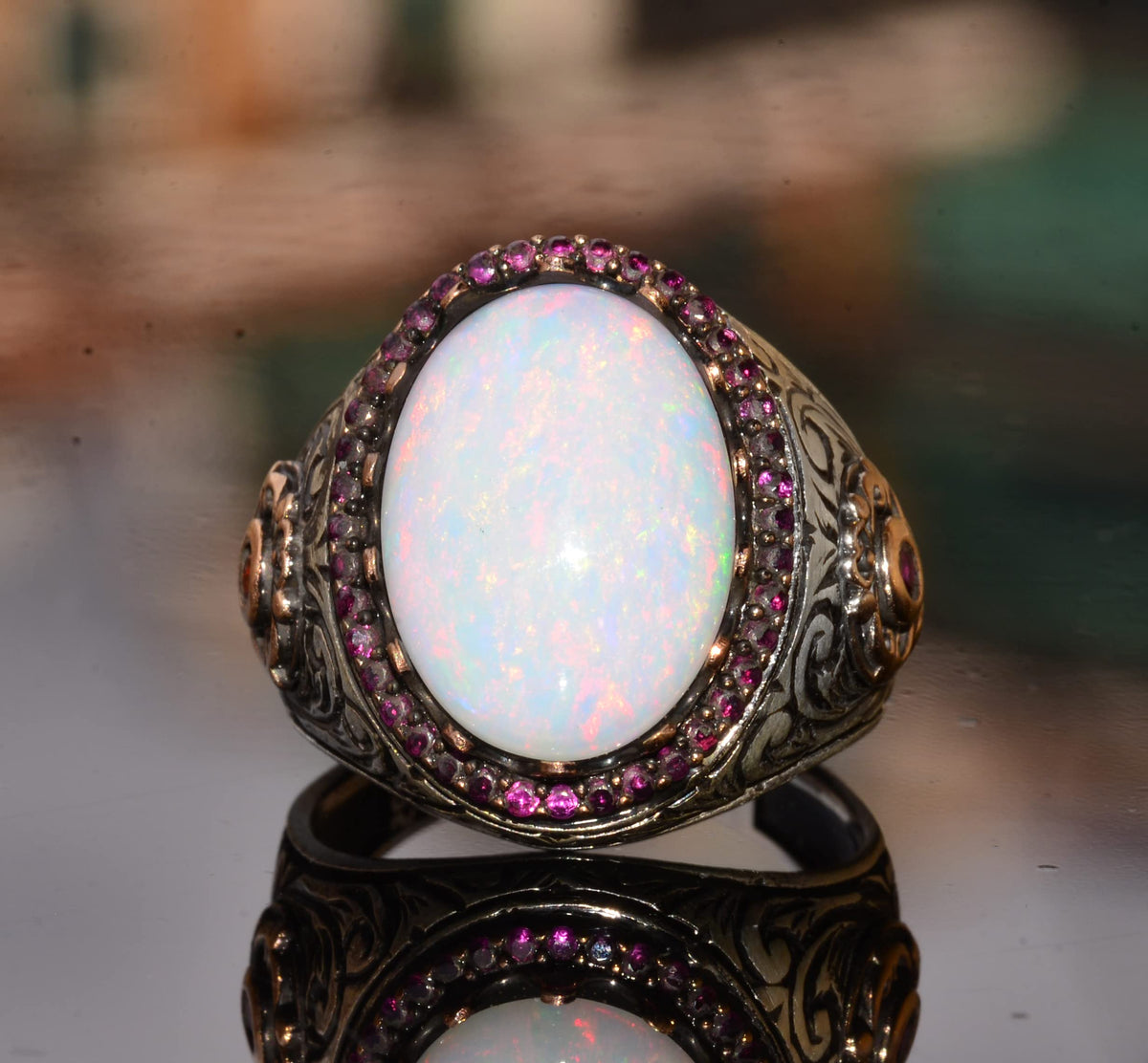 Natural Australian Opal Stone Ring, 7.55 Carat, Silver Ring — 5