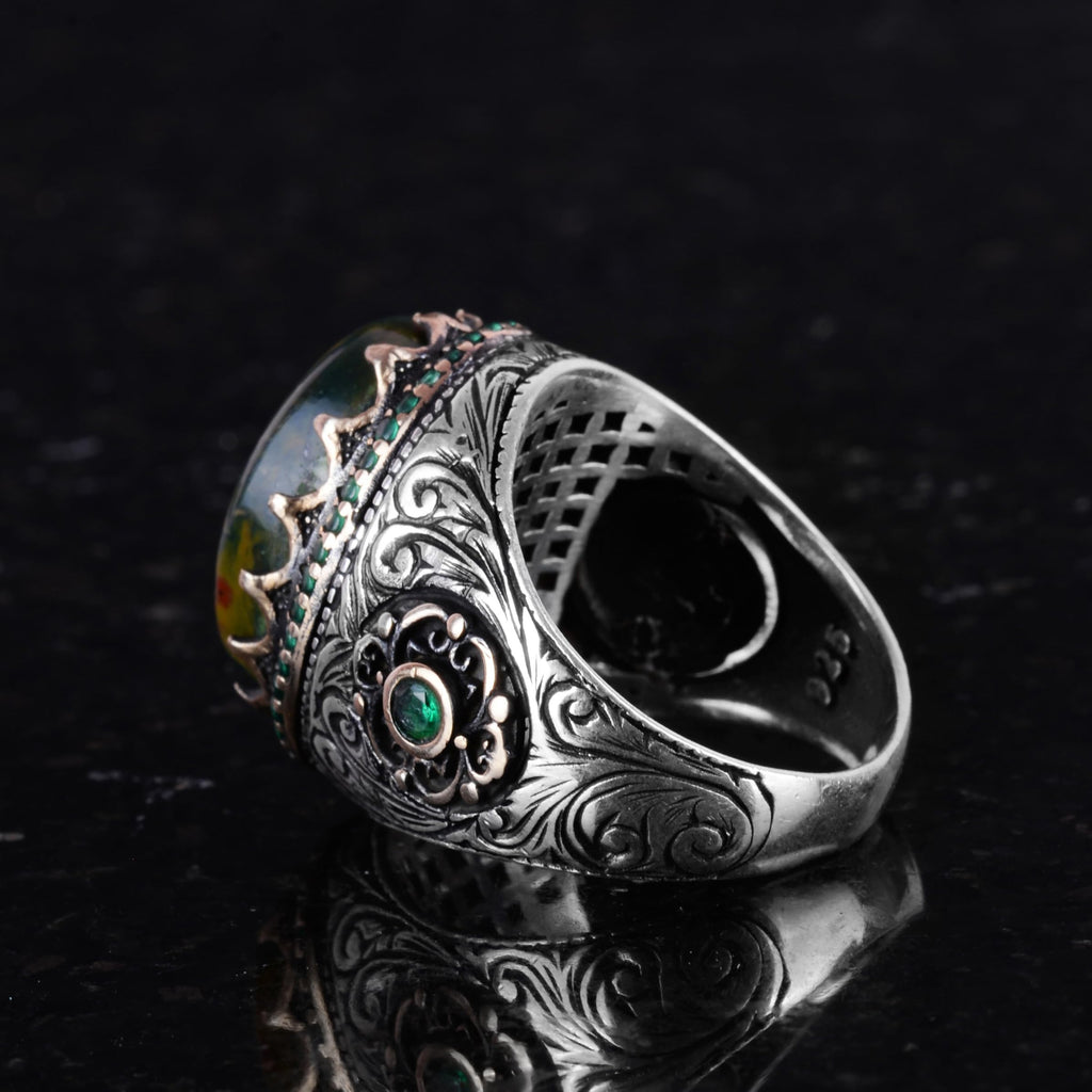 Natural Bloodstone Ring - 925 Sterling Silver Handcrafted Ring — 7