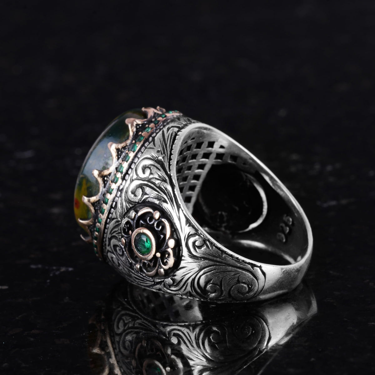 Natural Bloodstone Ring - 925 Sterling Silver Handcrafted Ring — 7