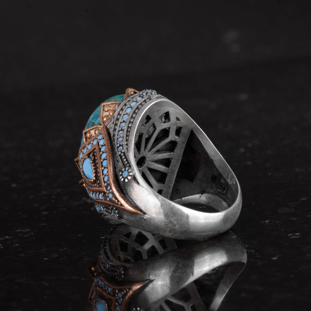 Natural Stone Ring - Handmade 925 Sterling Silver Ring (Azurite) — 7