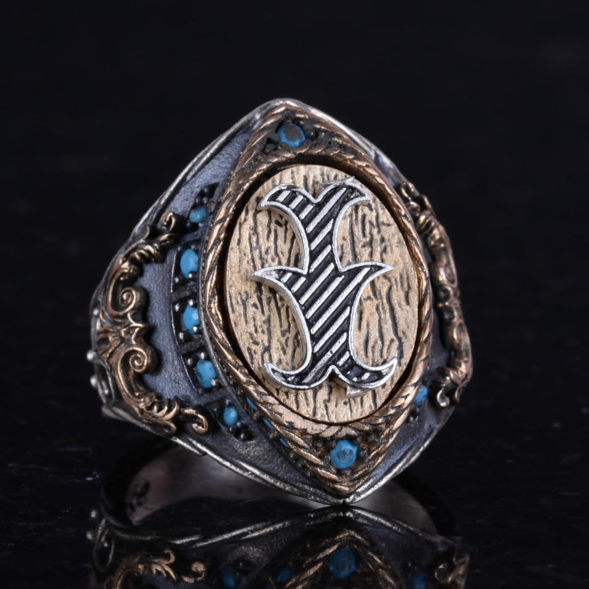 Silver Initial Ring — 3