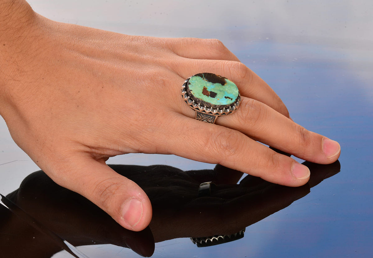 Natural Arizona Turquoise Stone Large Ring — 6