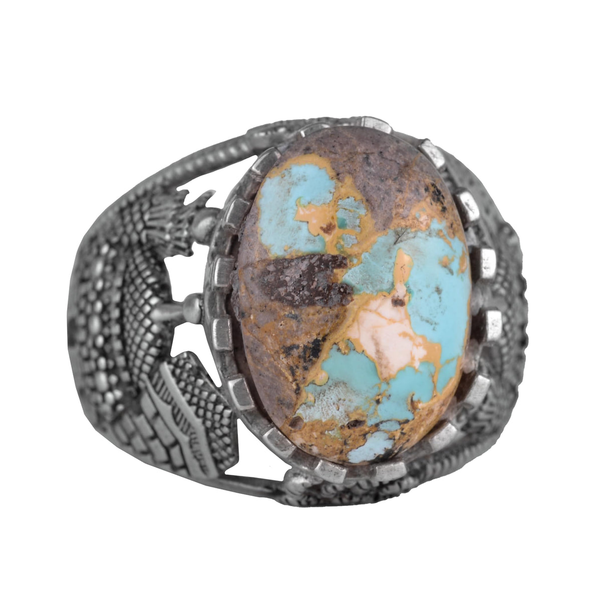 Natural Arizona Turquoise Stone Ring, 925 Sterling Silver Ring (Model-4)