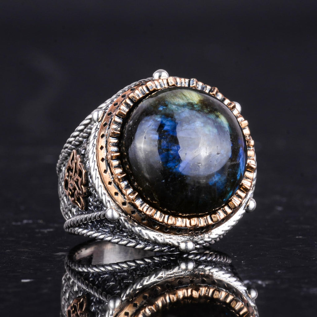 Natural Stone Handmade Ring - 925 Sterling Silver (Labradorite) — 5