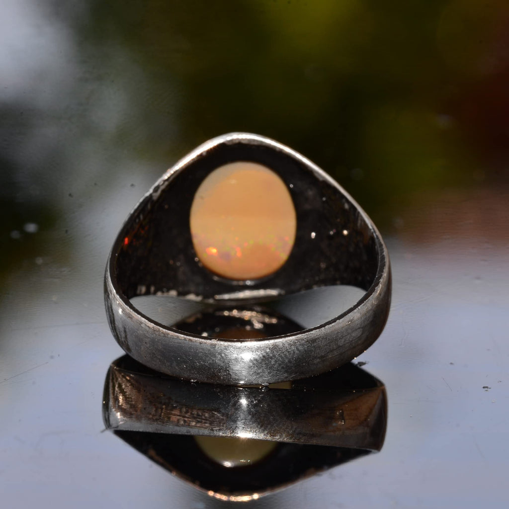 Real Natural Opal Stone Men's Ring - Handmade 925 Sterling Silver — 8
