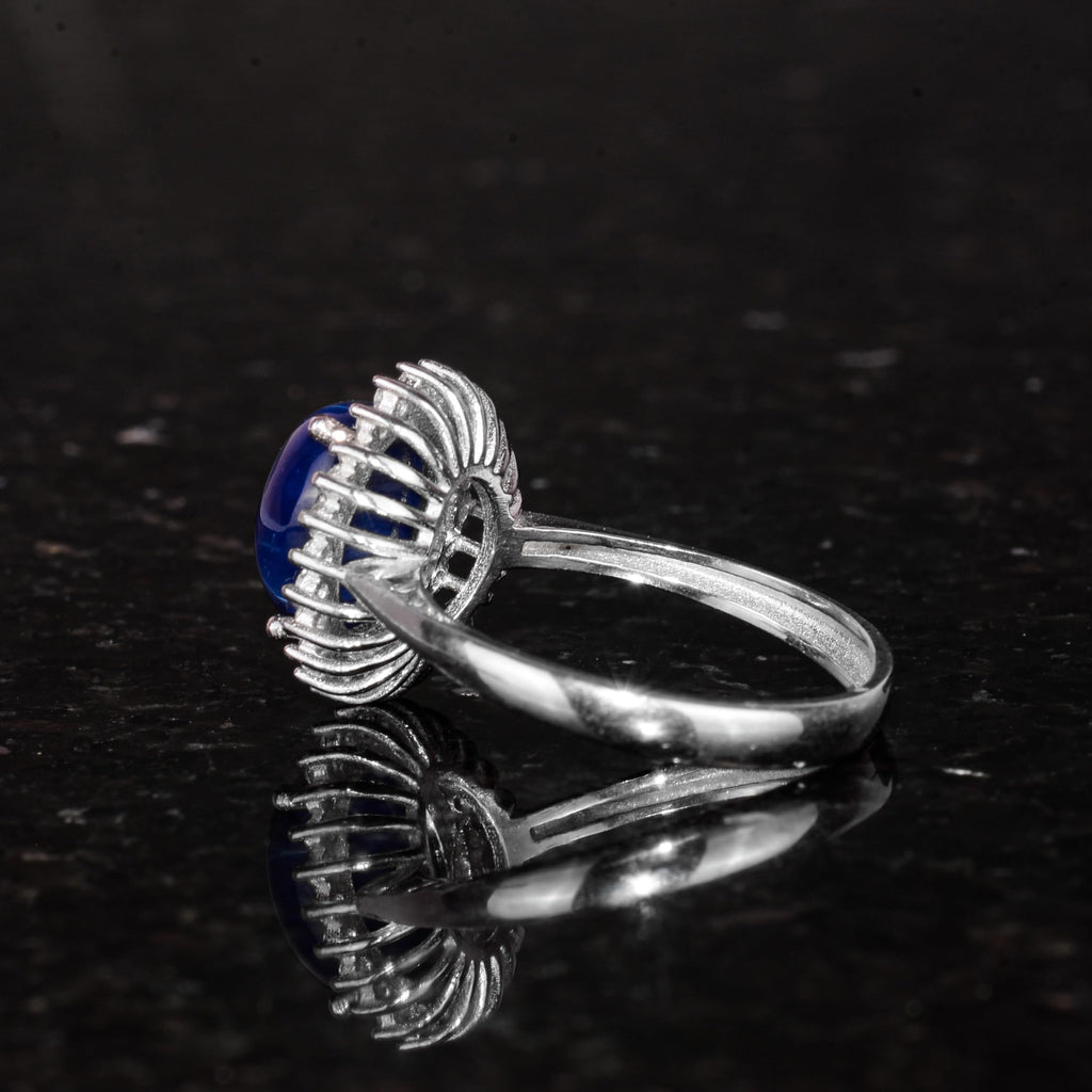 Silver Women's Ring with Real Natural Stone - Elegant Design — 8