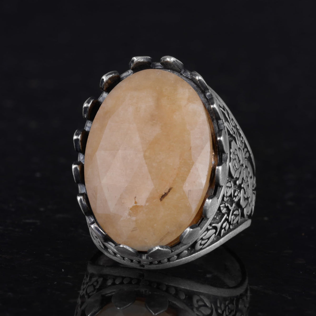 Natural Yellow Sapphire Stone Ring - Handmade Silver Ring — 5