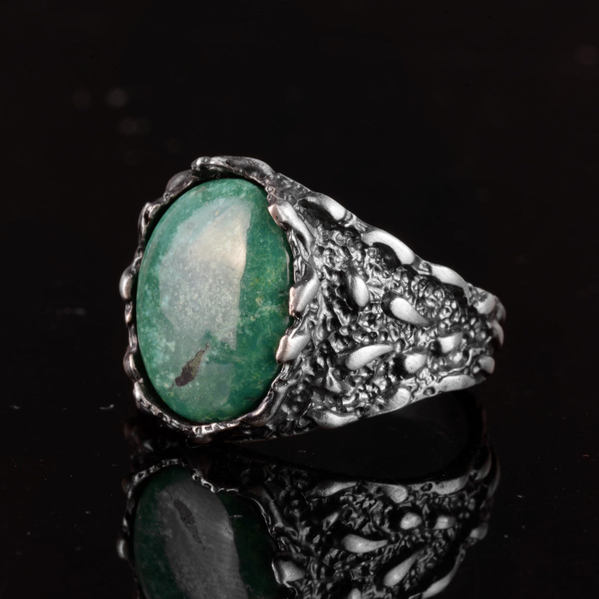 Natural Arizona Turquoise Stone Ring - 925 Sterling Silver (Model-4) — 5