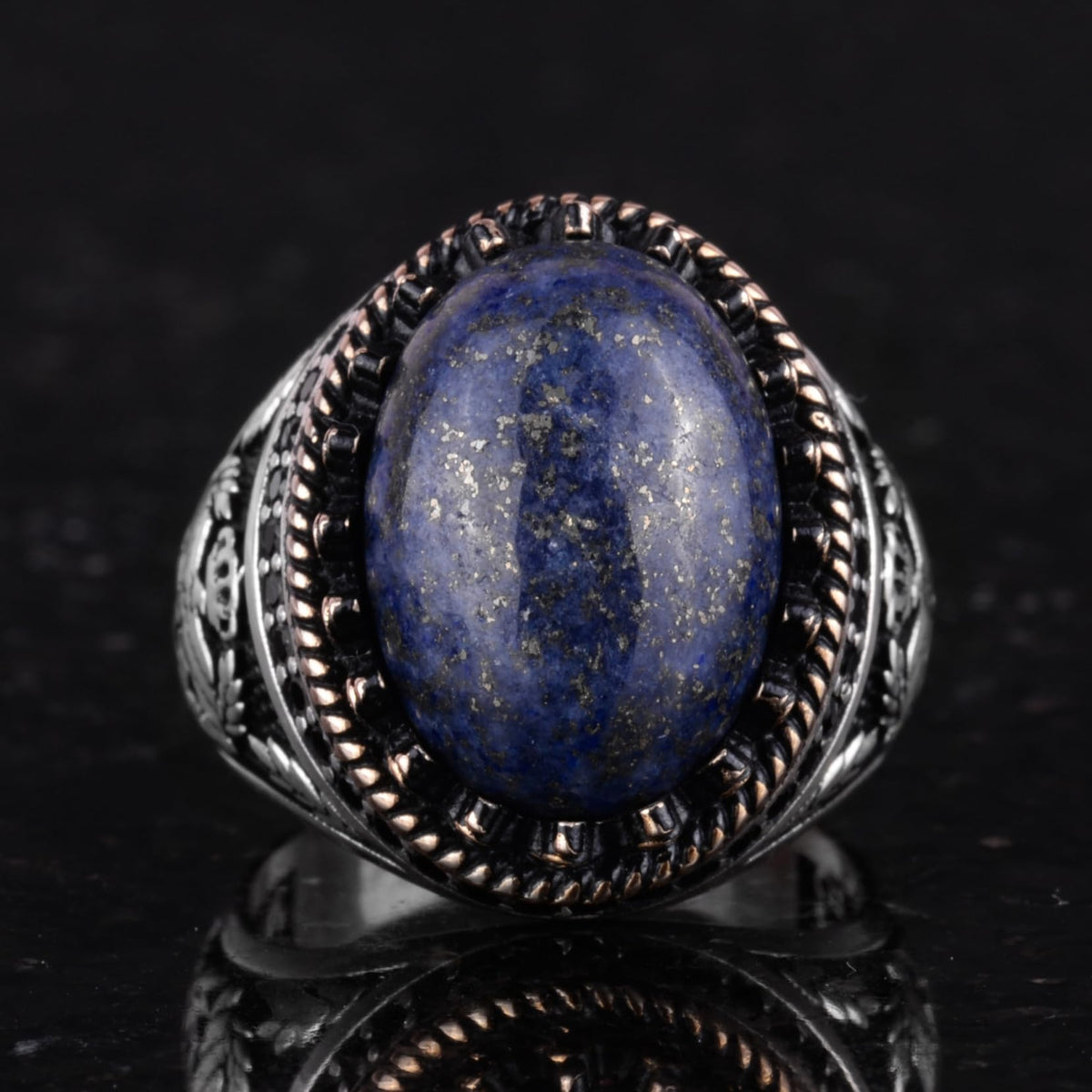 Natural Lapis Lazuli Stone Handmade Eagle Ring - 925 Sterling Silver — 4