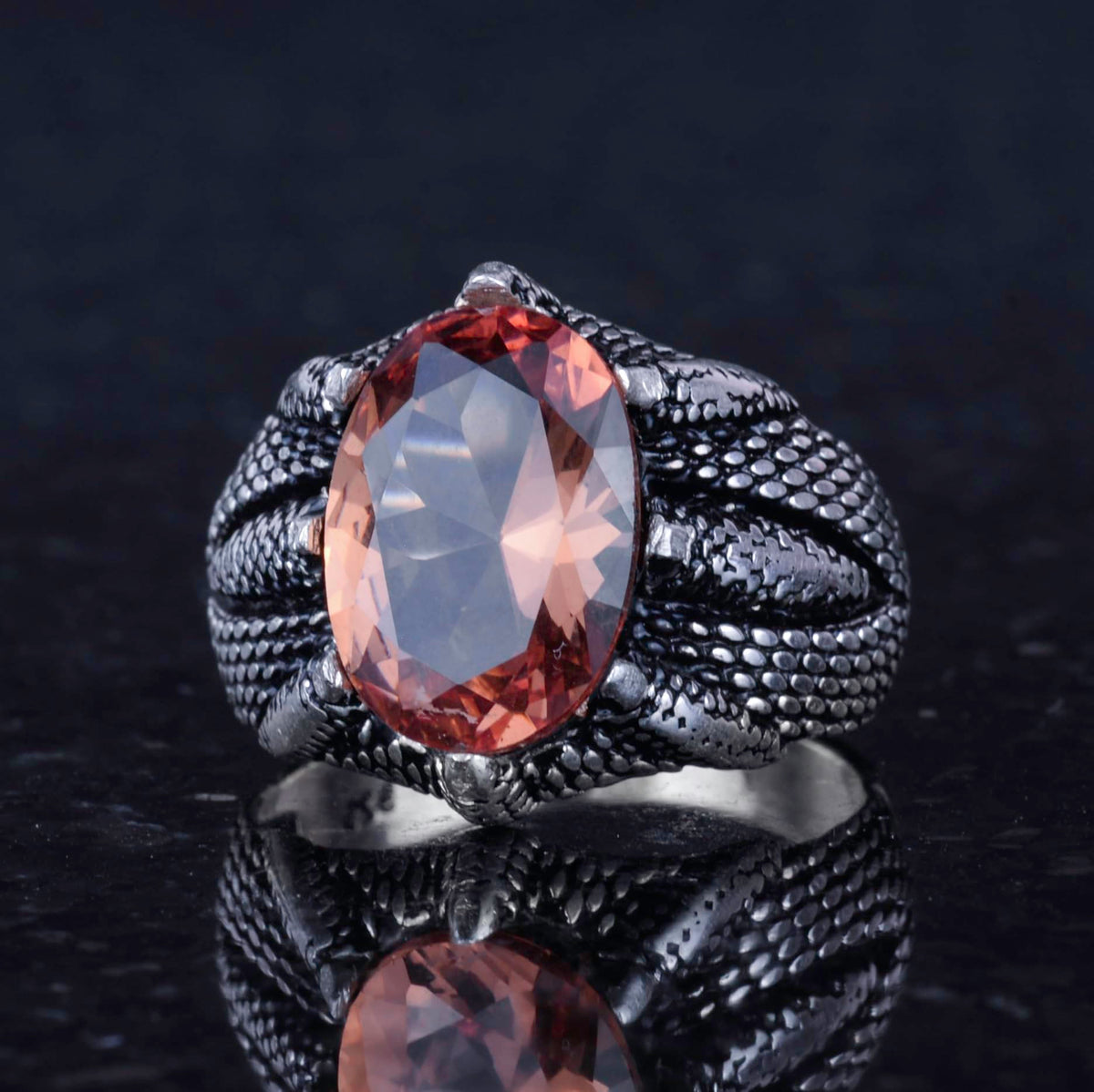 Silver Claw Ring - Handcrafted Sultanit Stone Ring — 6