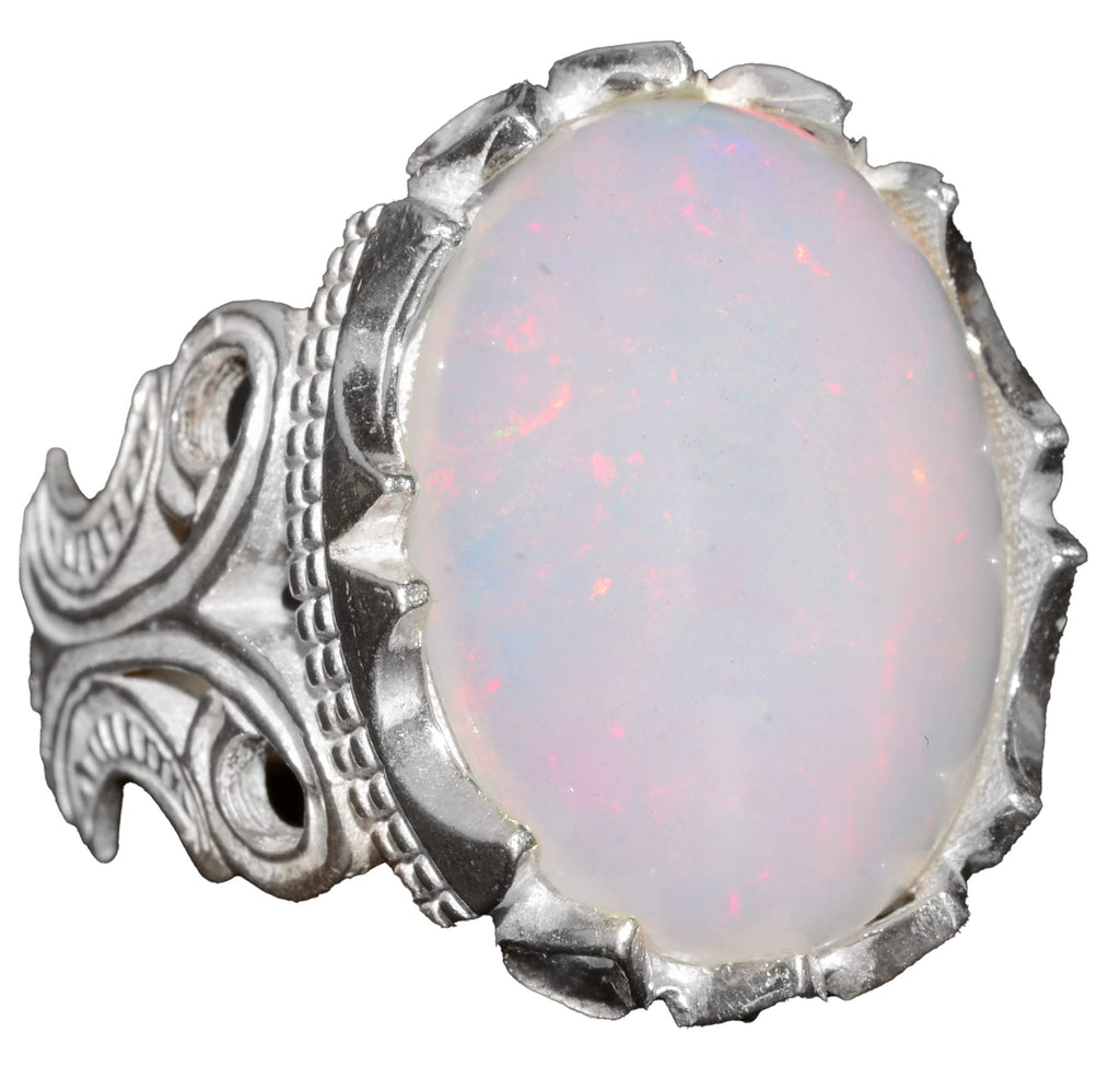 Real Australian Opal Men's Ring - 10.00 Carat - 925 Sterling Silver