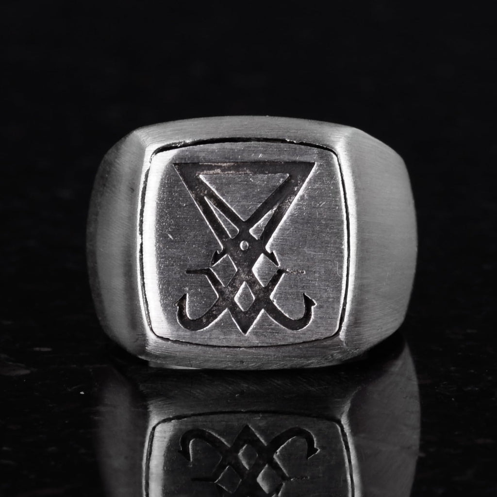 Sigil Ring, Lucifer Ring, Witchcraft, Alchemy, Demonic Men's Ring, Sacred Geometry, 925 Sterling Silver Ring — 2