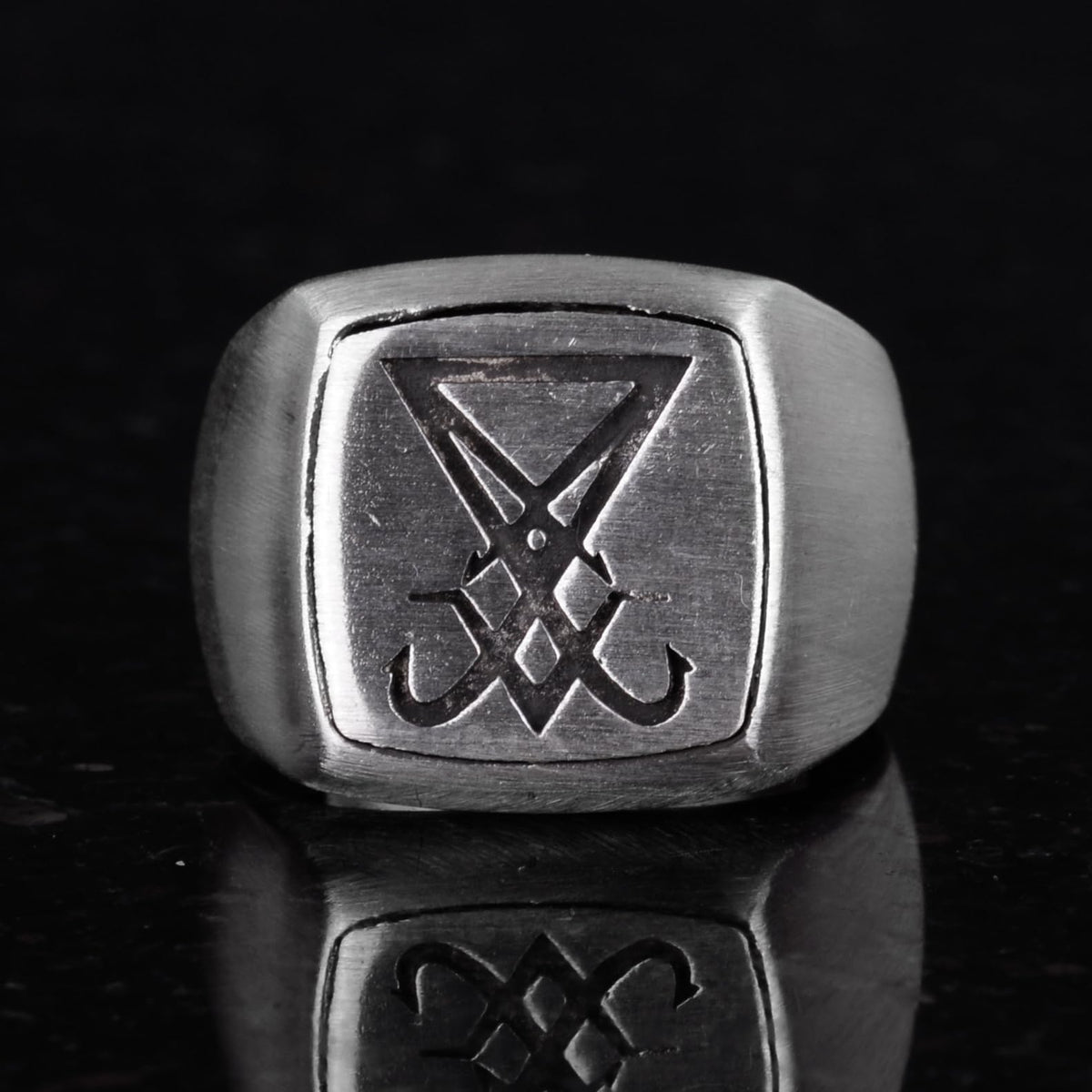 Sigil Ring, Lucifer Ring, Witchcraft, Alchemy, Demonic Men's Ring, Sacred Geometry, 925 Sterling Silver Ring — 2