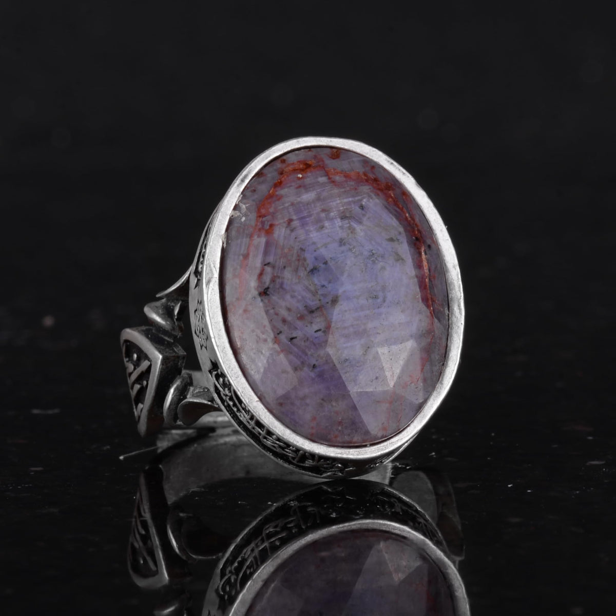 Natural Purple Sapphire Stone Men's Ring, Handmade 925 Sterling Silver Jewelry - Symbol of Wisdom, Protection, and Spirituality — 4