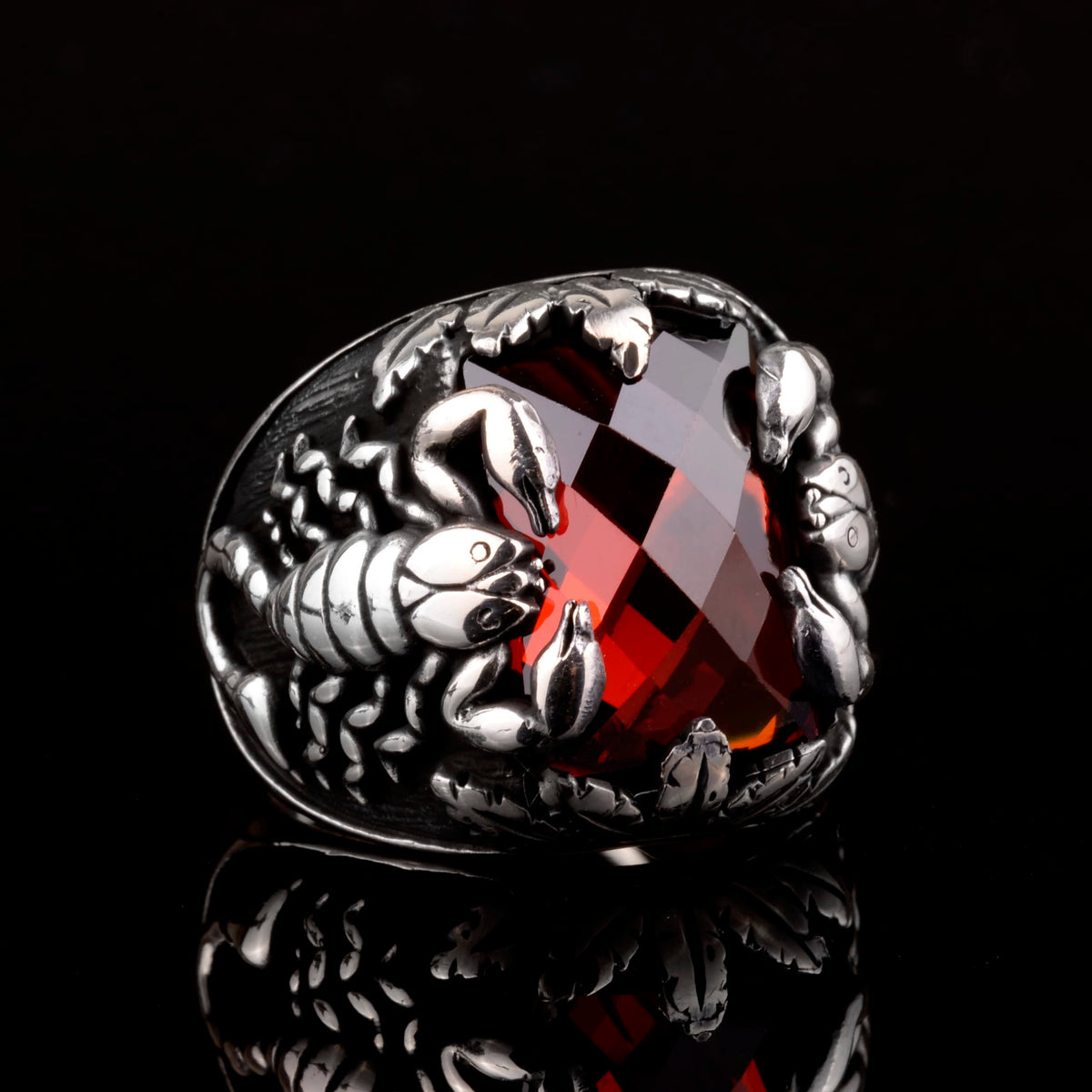 Handmade Ring, 925 Sterling Silver Ring, Synthetic Garnet Stone Ring — 5