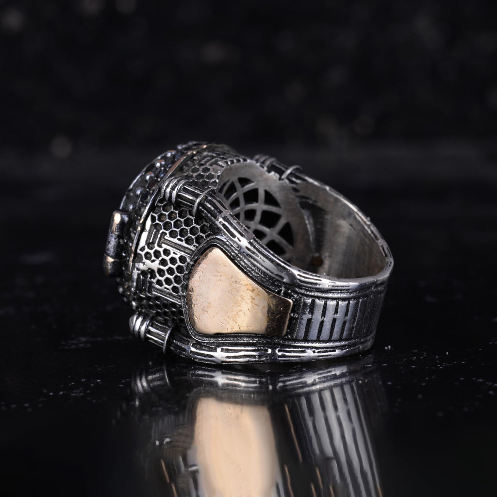 KAMBO Secret Box Men's Ring – 925 Sterling Silver Secret Compartment Ottoman Design – Handmade Hinge Lid Statement Ring — 7