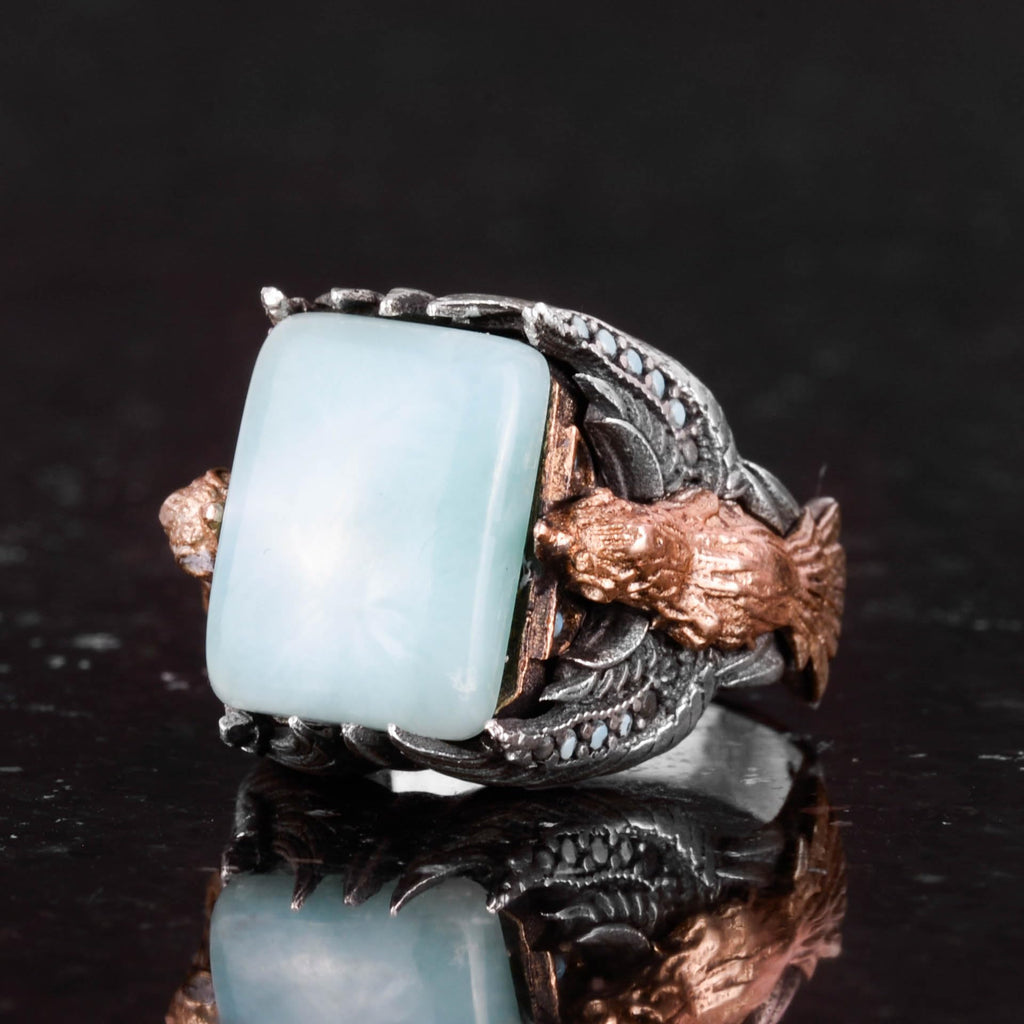Real Natural Larimar Stone Ring - Handmade 925 Sterling Silver - Symbol of Peace, Healing, and Clarity — 4