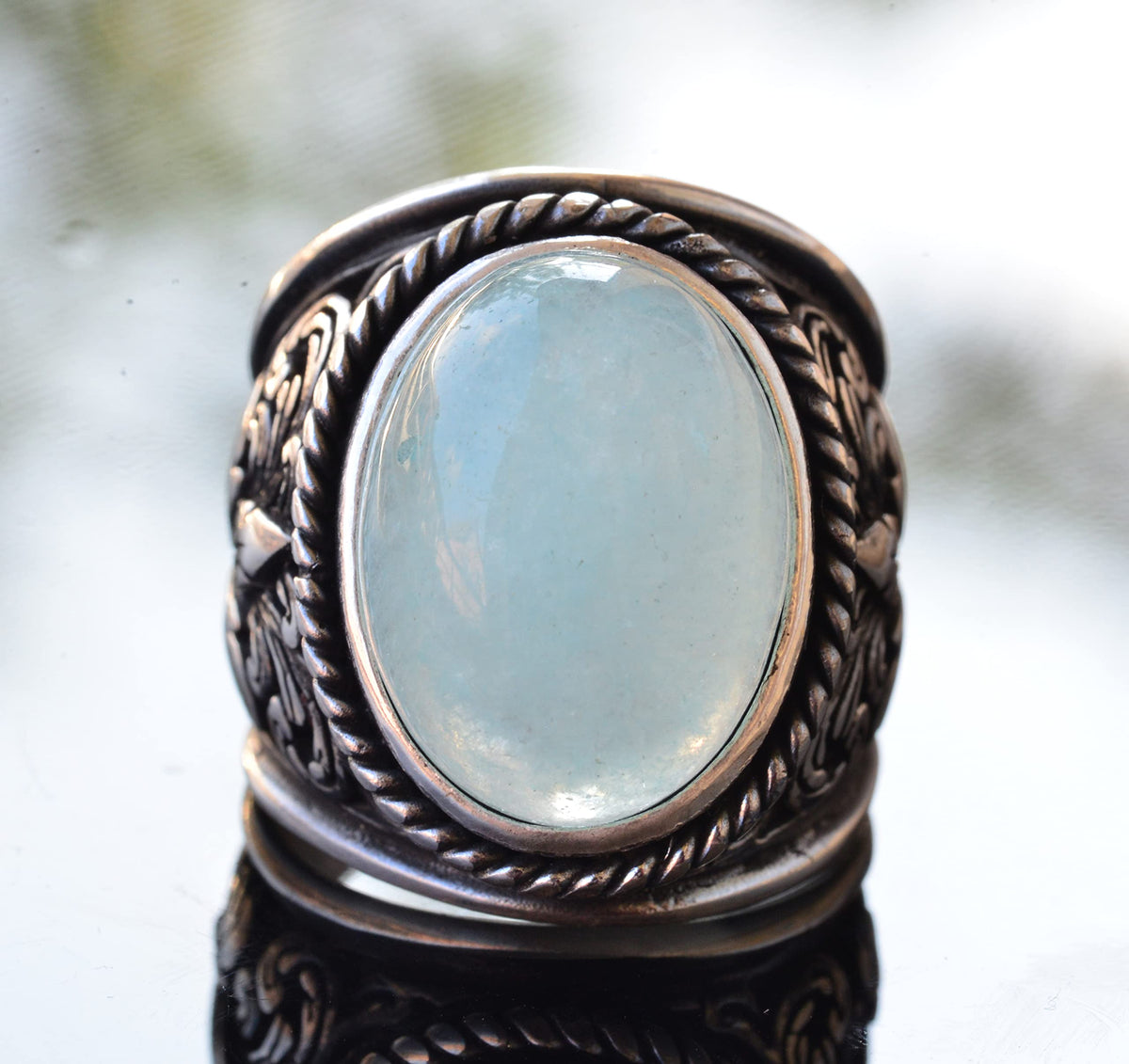 925 Sterling Silver Ring for Diamond Stone Collection - Aquamarine — 5