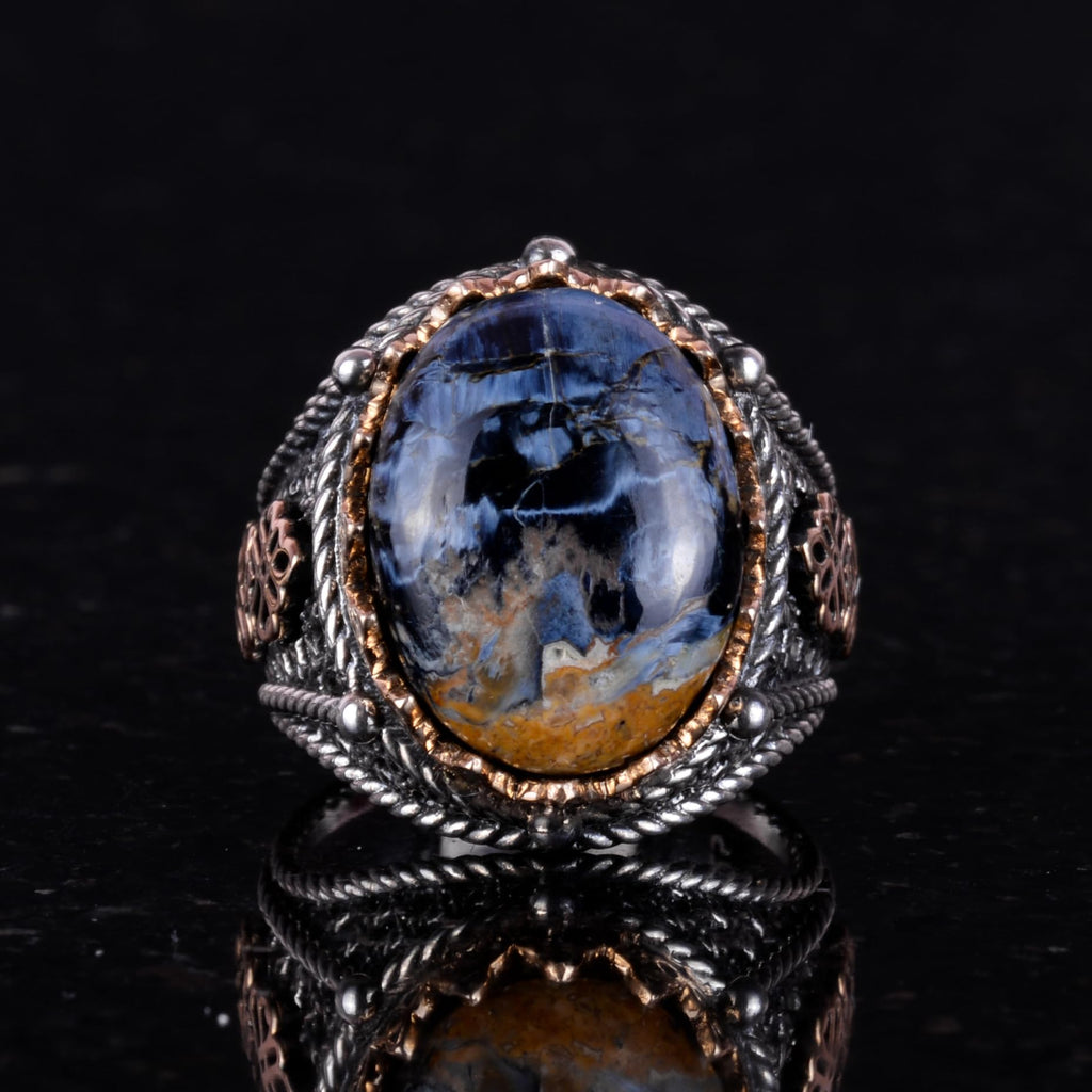 Pietersite Natural Stone Ring, 925 Sterling Silver Ring — 4