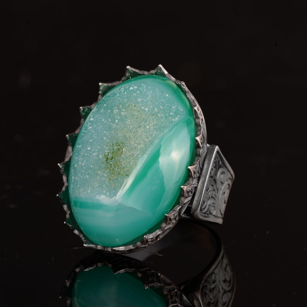 925 Sterling Silver Ring for Natural Druzy Quartz Stone — 5