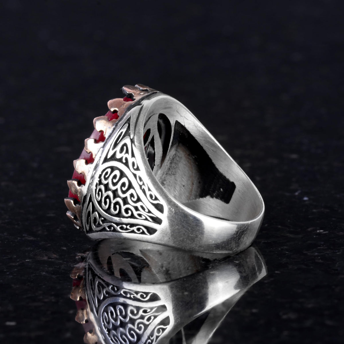 925 Sterling Silver Men's Ring - Natural Ruby Stone (Model-2) — 7