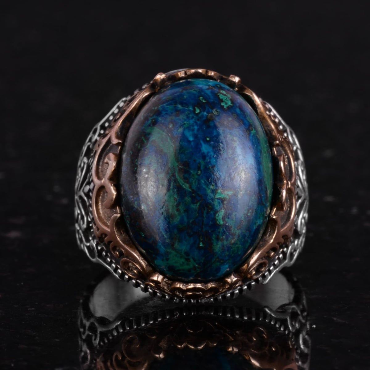 Natural Stone Handmade Ring - 925 Sterling Silver Ring (Azurite) — 4