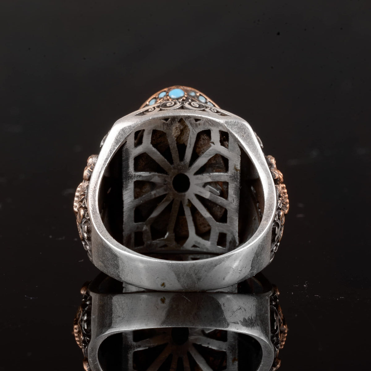 Natural Azurite Stone Ring, 925 Sterling Silver, Sultan Men's Ring — 8