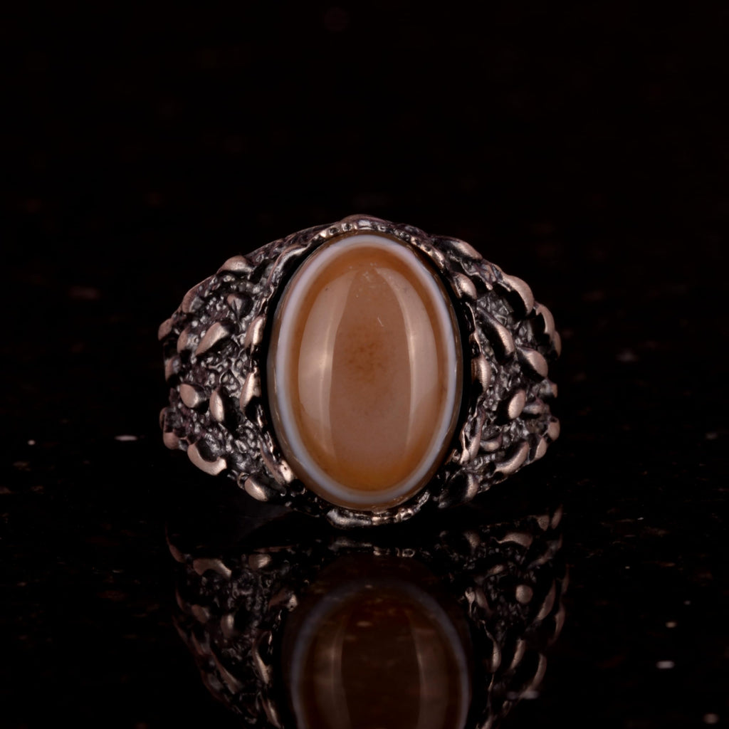 925 Sterling Silver Yemen Agate Men's Ring, Natural Yemen Agate Stone, 925 Sterling Silver Men's Ring — 3