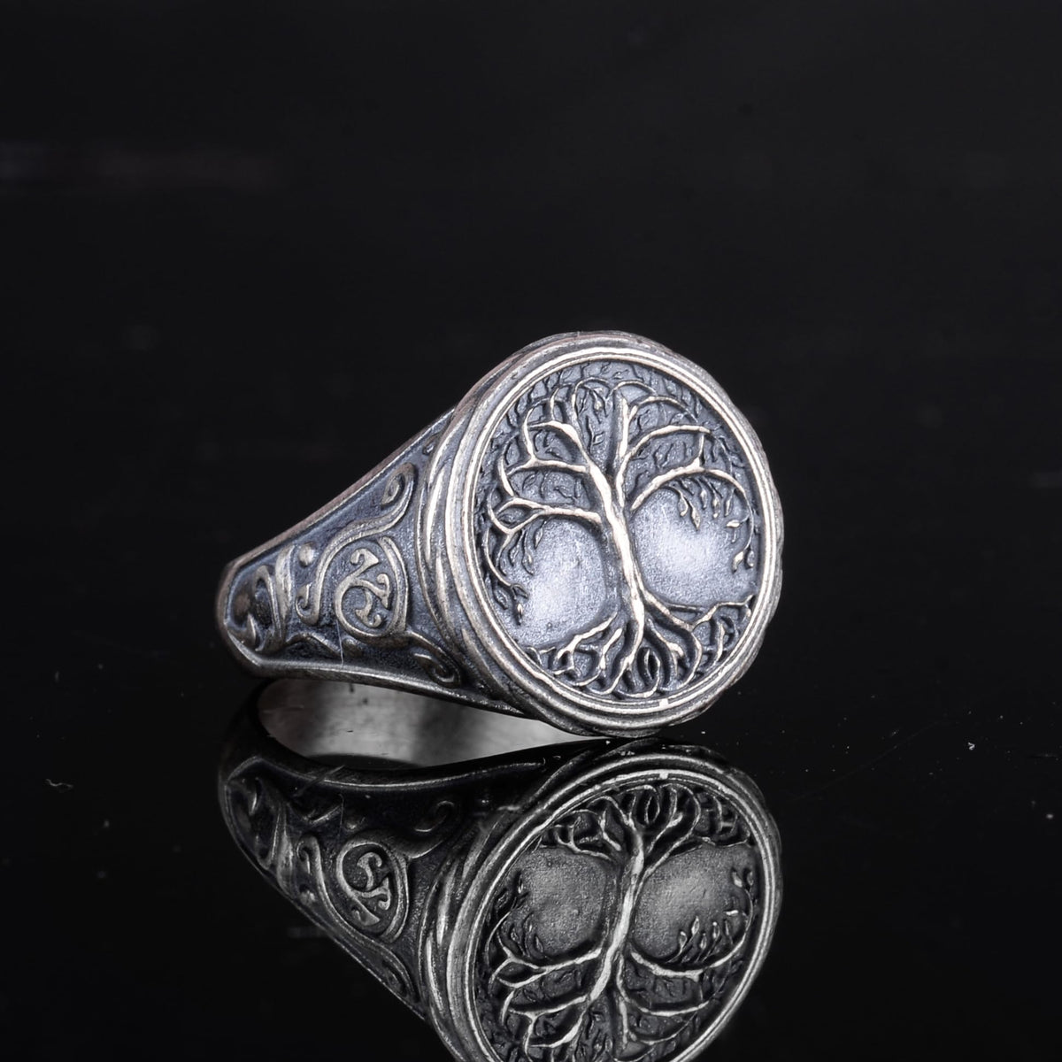 KAMBO 925 Sterling Silver Tree of Life Designed Men's Ring – Handmade Symbolic Spiritual Ring — 6