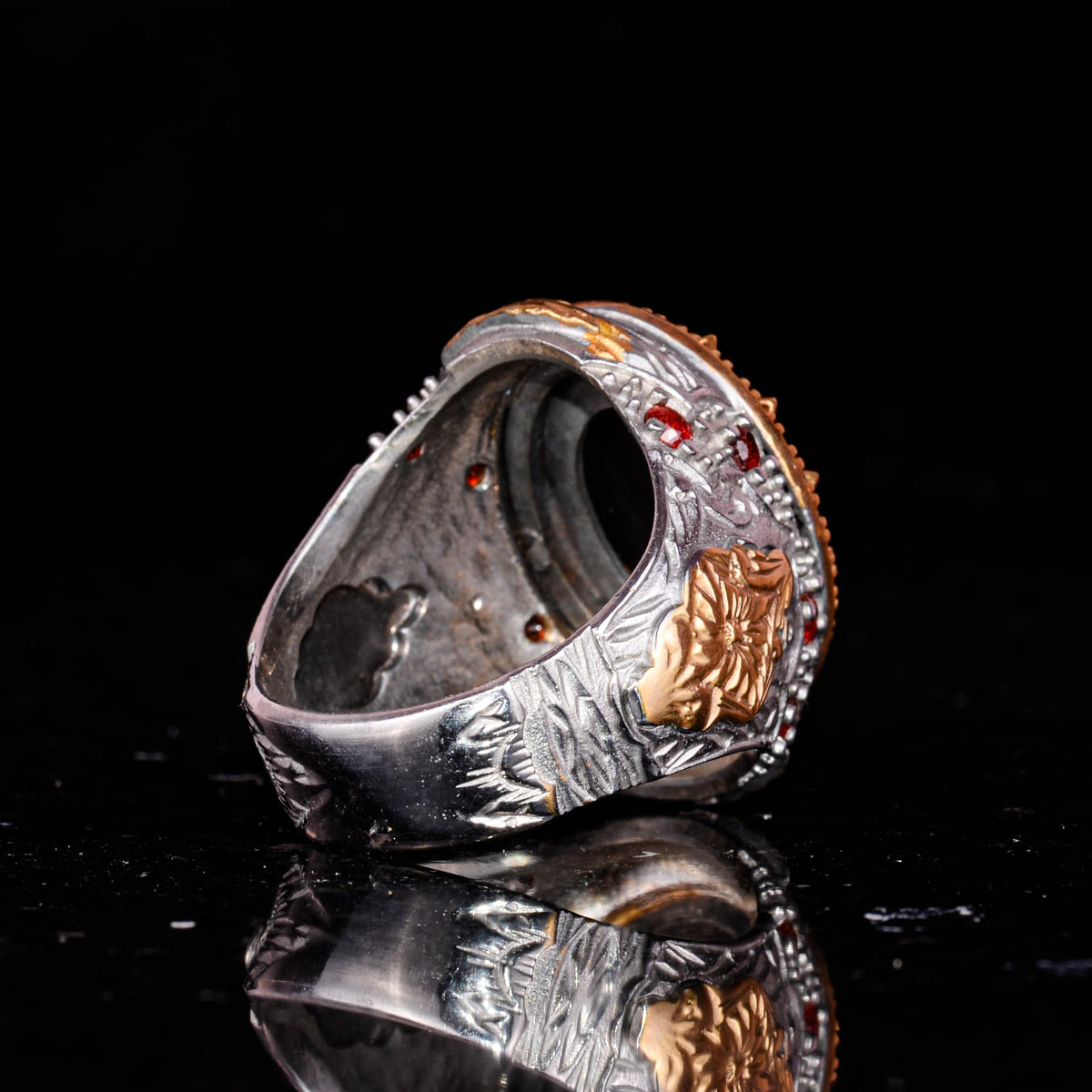 925 Sterling Silver Ring - Handmade Vintage Design with Natural Star Garnet Stone — 7