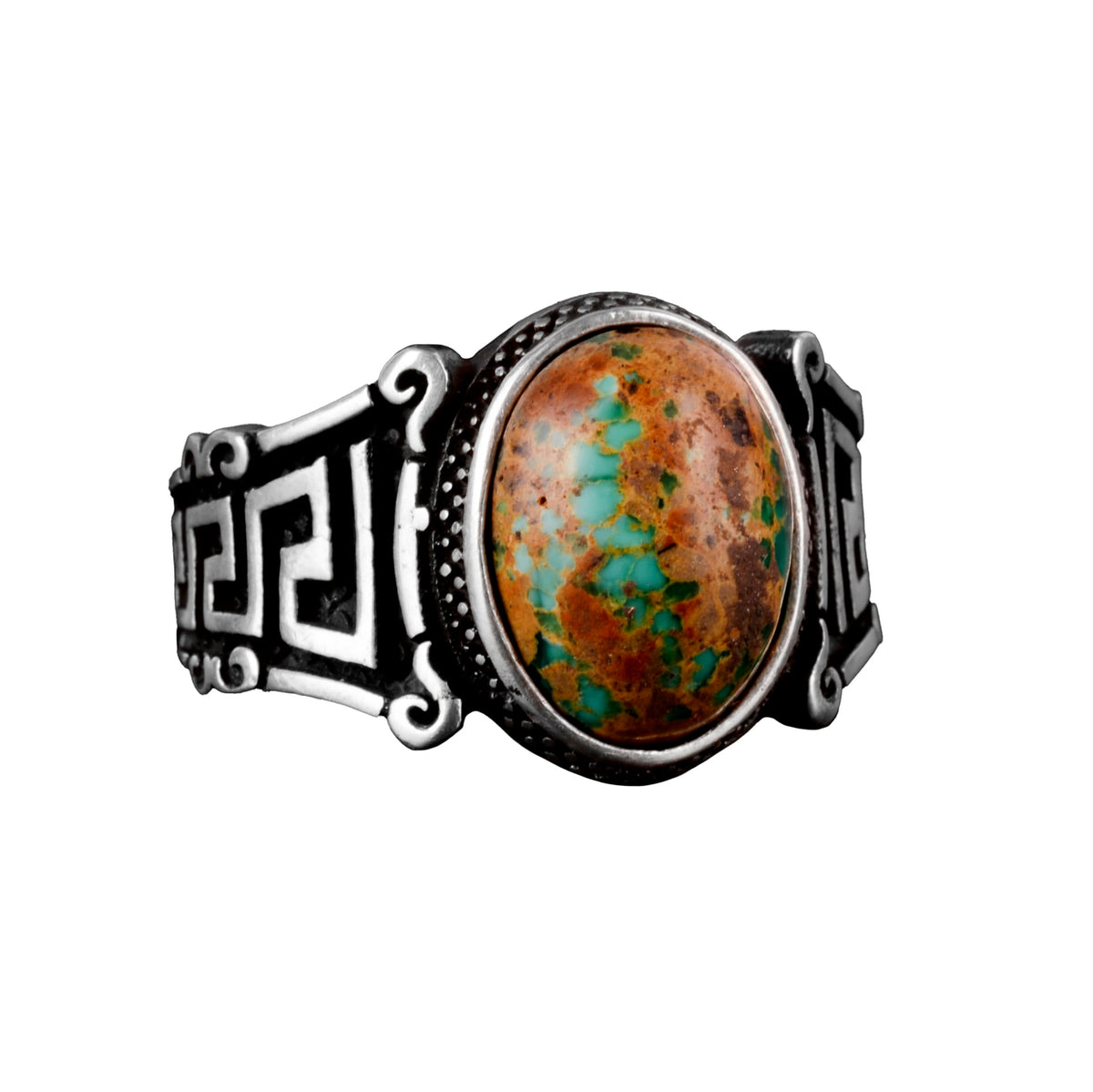 Natural Arizona Turquoise Stone Ring, 925 Sterling Silver Men's Ring