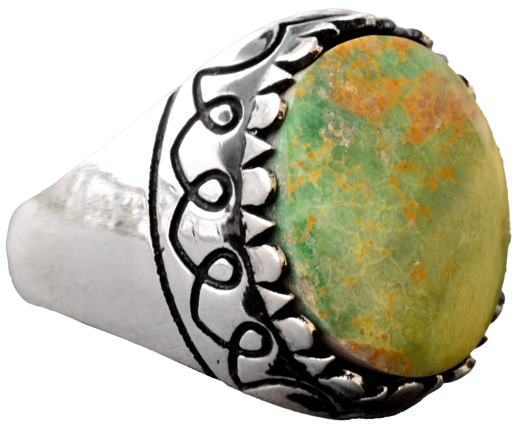 925 Sterling Silver Natural Arizona Turquoise Stone Men's Ring (Model-3)