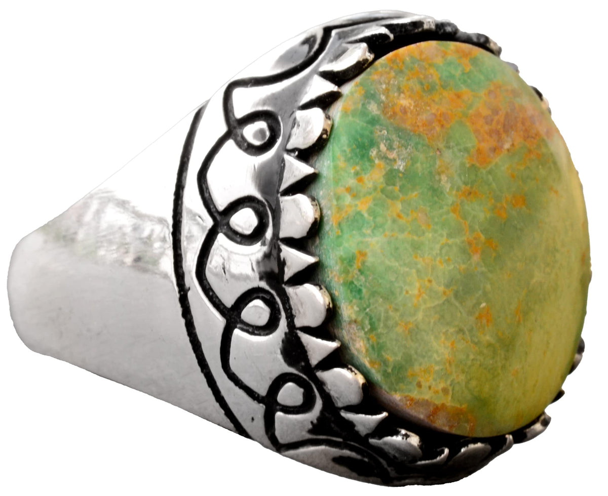 925 Sterling Silver Natural Arizona Turquoise Stone Men's Ring (Model-3)