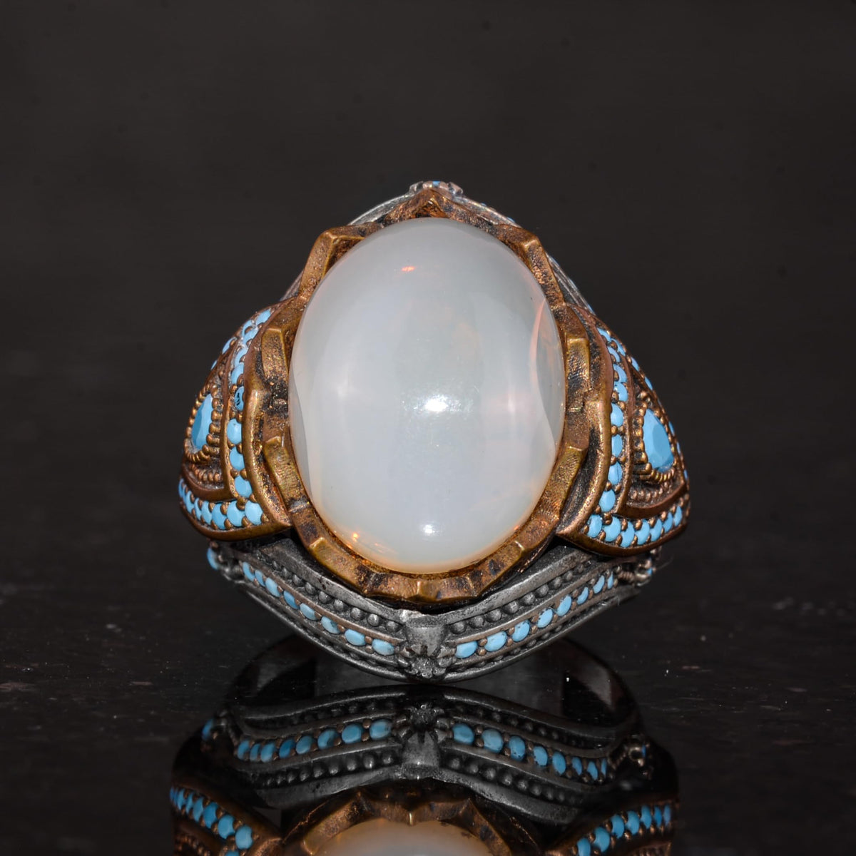925 Sterling Silver Ring with Real Oval Opal Stone (Model-2) — 4