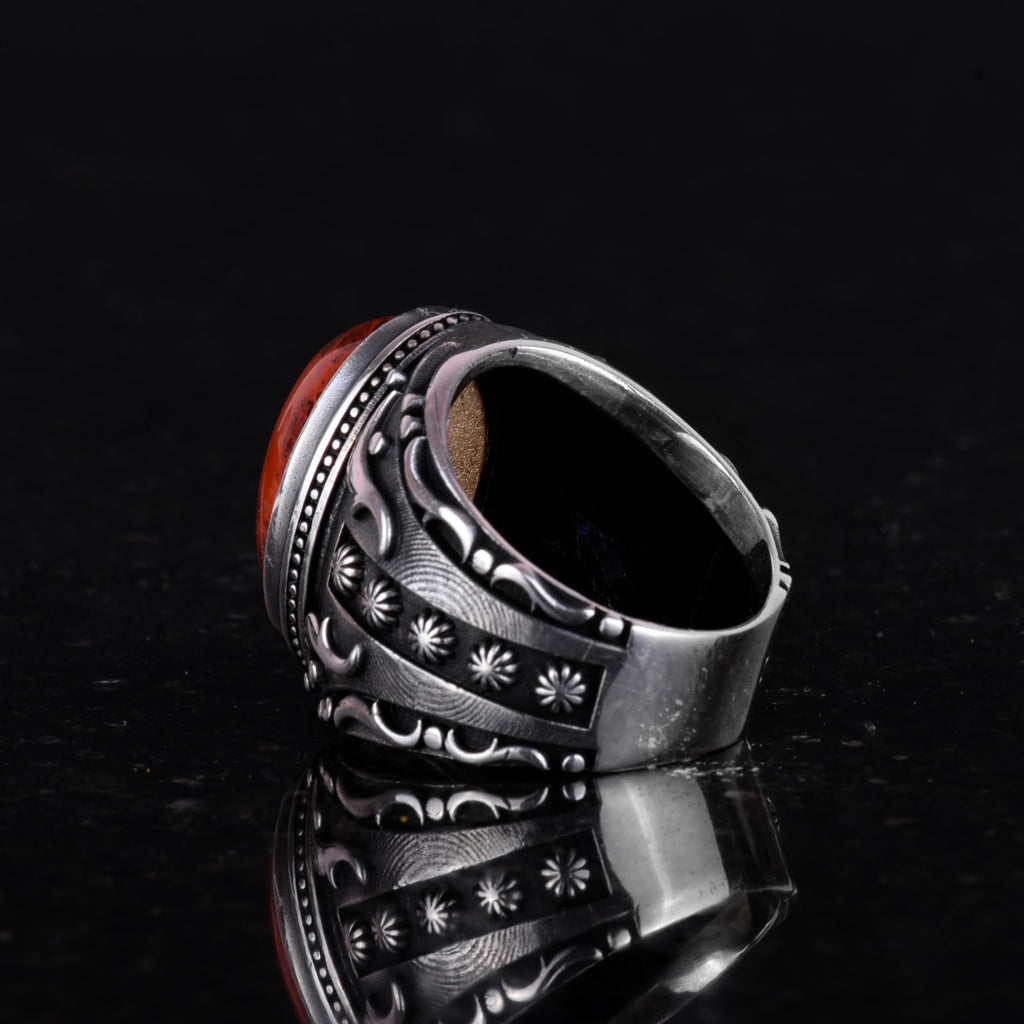 Natural Red Bloodstone Ring - 925 Sterling Silver (Model-3) — 7