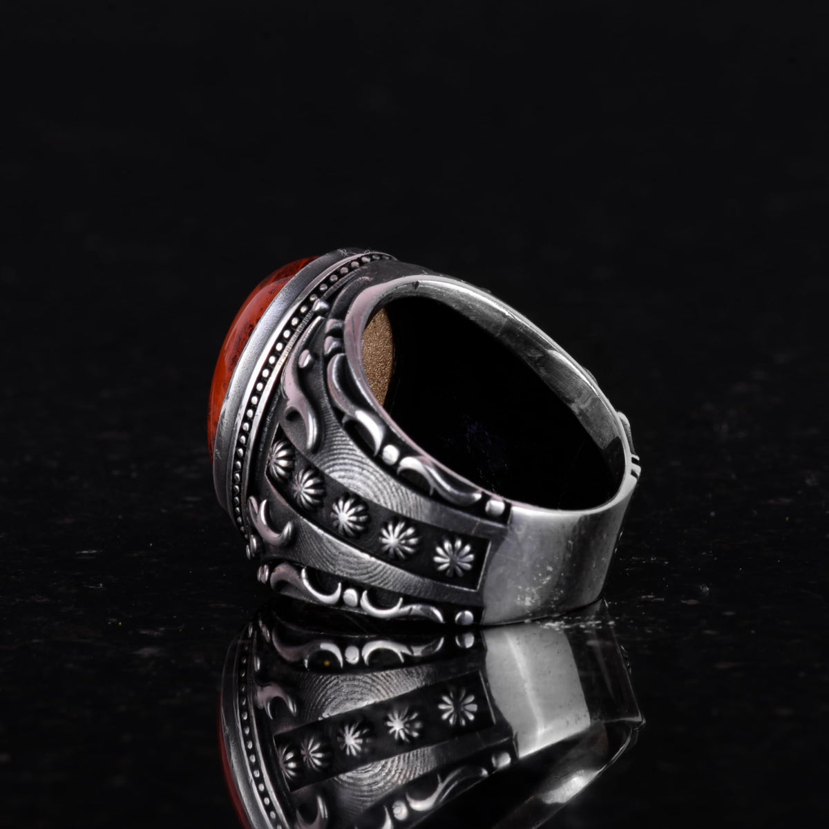 Natural Red Bloodstone Ring - 925 Sterling Silver (Model-3) — 7