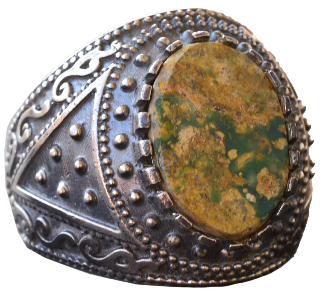 Natural Arizona Turquoise Stone Ring, Byzantine Ring, Silver Ring