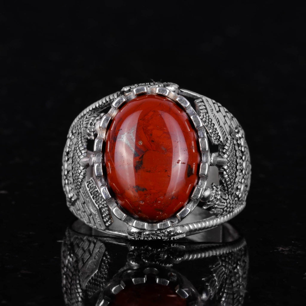Islamic Natural Blood Stone Ring, 925 Sterling Silver — 3
