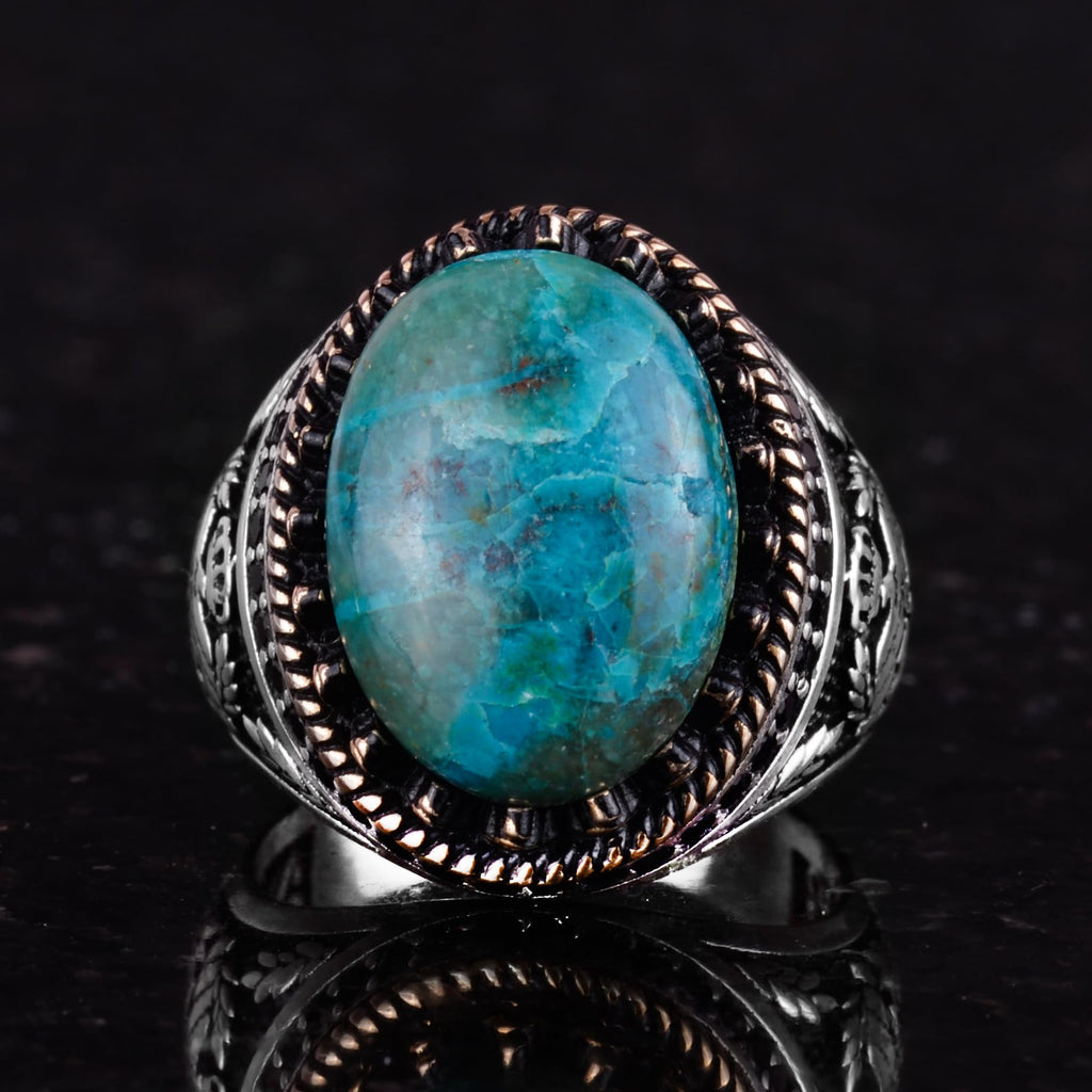 Natural Stone Ring - Handcrafted Eagle Ring - 925 Sterling Silver (Model-4) — 3