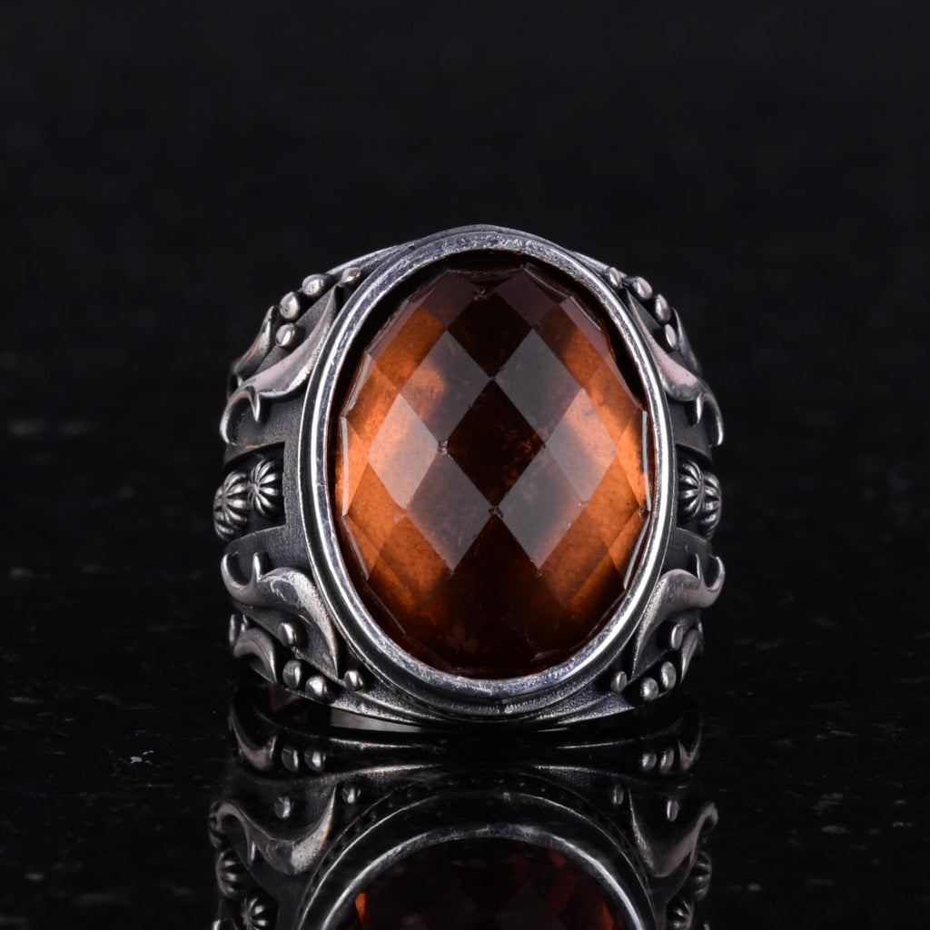 Synthetic Sultanit Stone Ring, 925 Sterling Silver Ring, Design Silver Men's Ring — 3