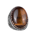 Large Silver Ring, 925 Sterling Silver Men's Ring, Natural Stone Ring, Handmade Ring