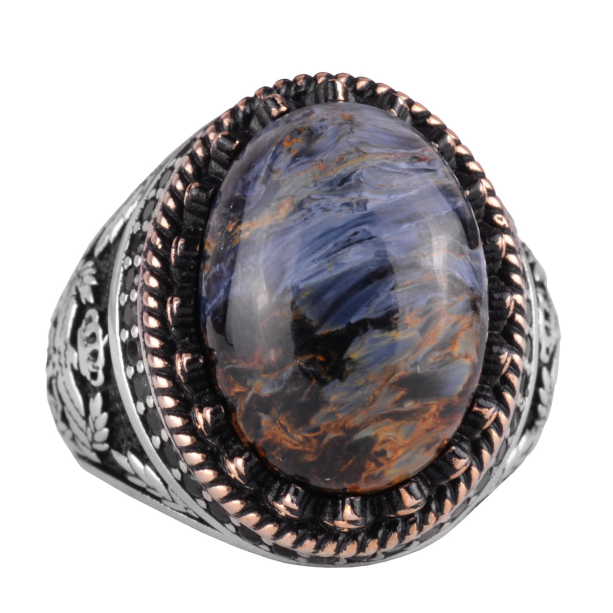 Natural Pietersite Stone Handcrafted Eagle Ring - 925 Sterling Silver