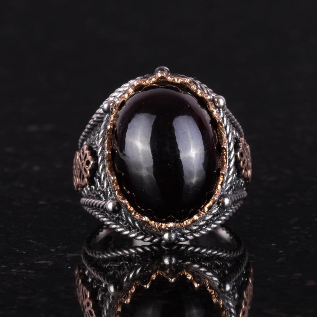Natural Garnet Stone Silver Ring — 4