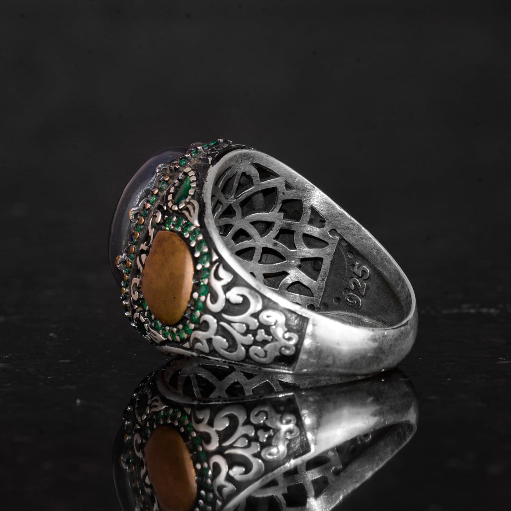 925 Sterling Silver Ring with Real Oval Opal Stone — 7