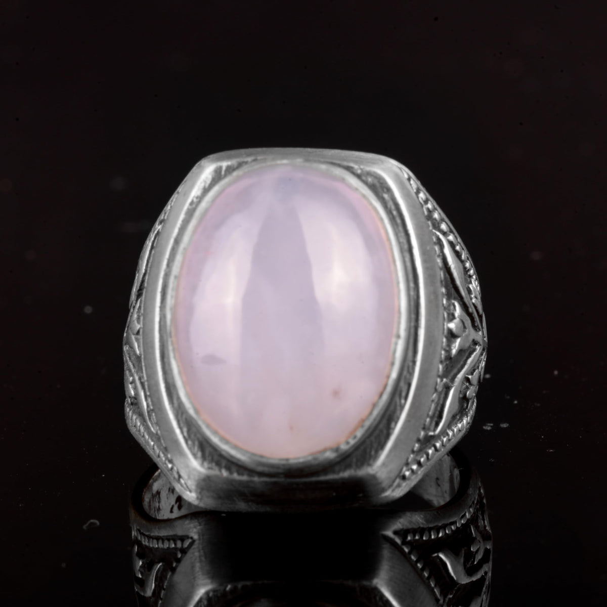 KAMBO Handmade Natural Moonstone Men's Sterling Silver Ring Adjustable 925 Silver Gemstone Statement Jewelry Vintage Des