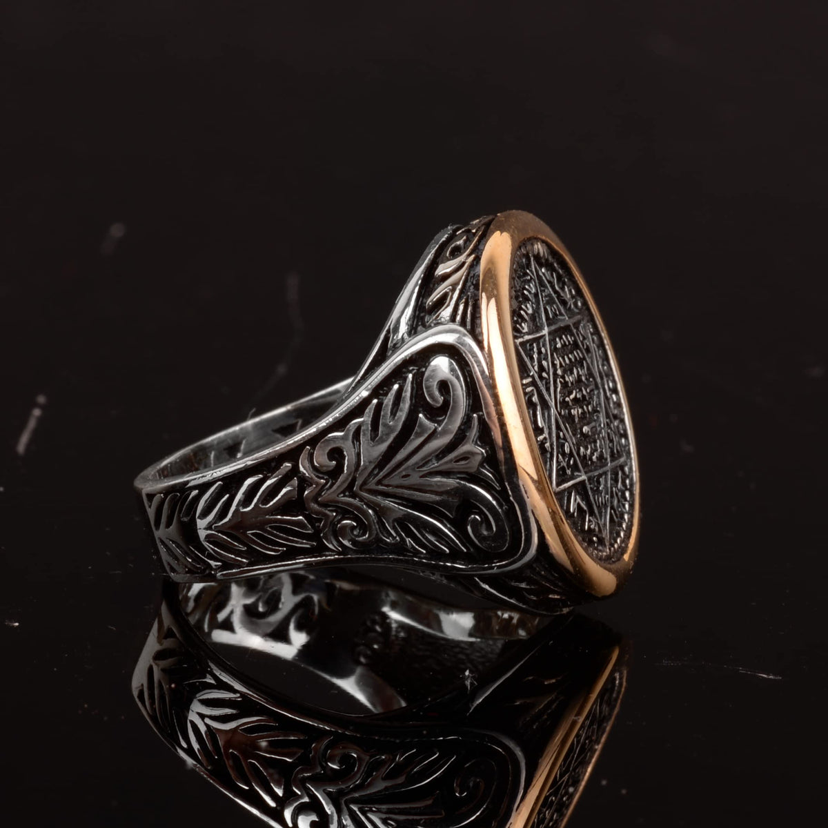 925 Sterling Silver Star of David Men's Ring (Model-2) — 4