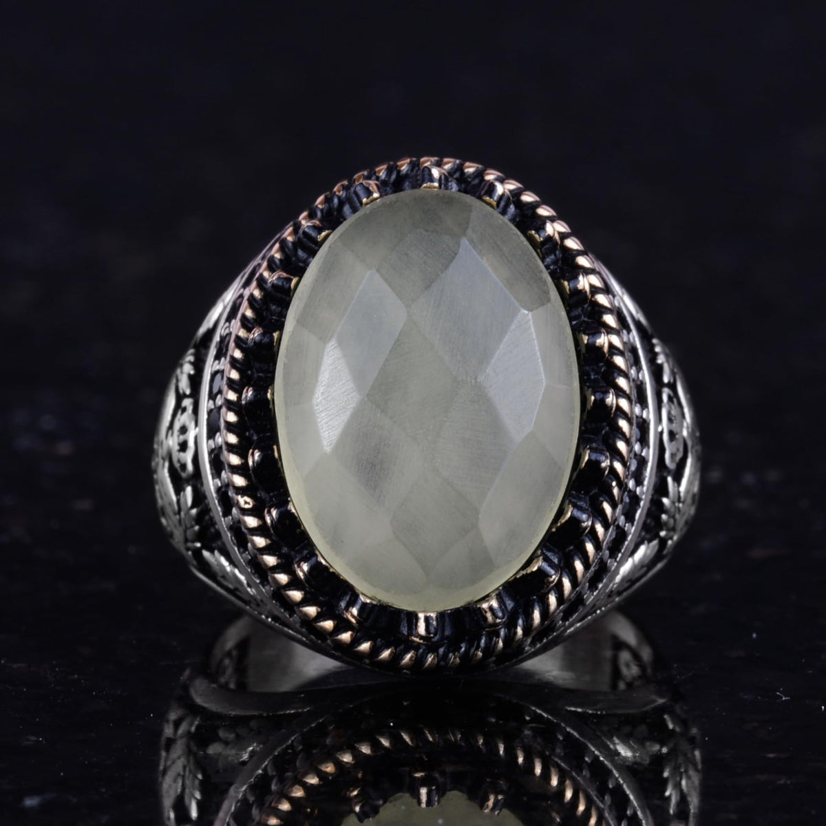 Natural Stone Ring - Handmade Eagle Ring - 925 Sterling Silver (Model-2) — 4