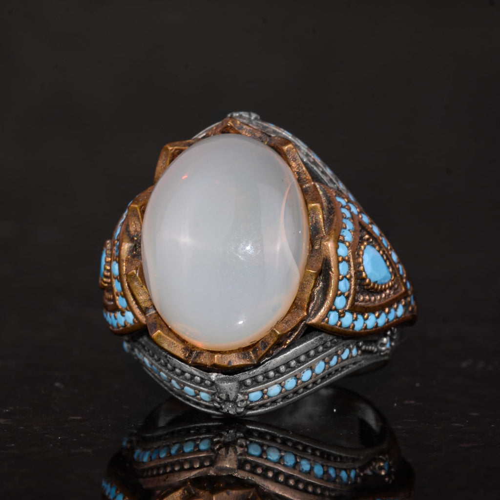 925 Sterling Silver Ring with Real Oval Opal Stone (Model-2) — 6